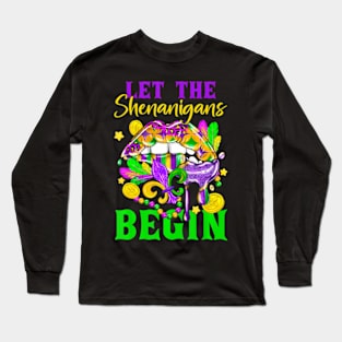 Mardi Gras Lips Let The Shenanigans Begin Kids Men Women Long Sleeve T-Shirt